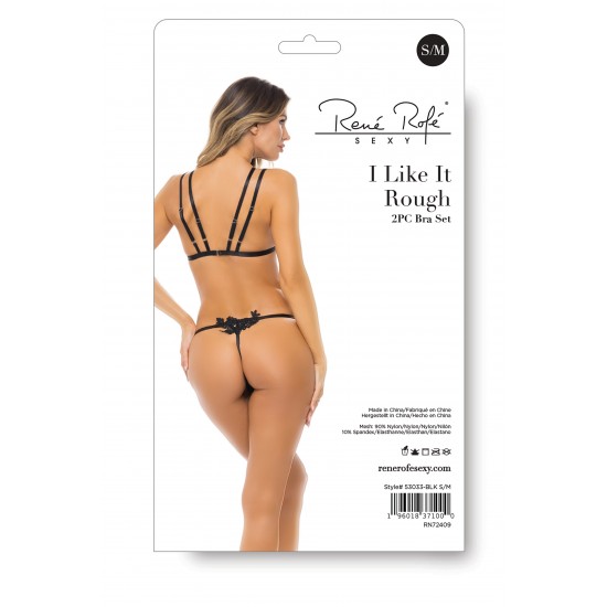 Conjunto de sutiã e calcinha I Like It Rough de duas peças. Liberte seus desejos mais íntimos com o nosso conjunto de sutiã e calcinha I Like It Rough de duas peças. Os detalhes sensuais em aplique floral, contrastando c