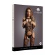 Lace suspender bodystocking with round neck - Black - O/S