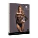 Bodystocking deslumbrante com manga longa, ombros de fora e abertura na virilha. Rede de pesco e renda que contornam corpo. O tecido macio e super elástico adapta-se aos tamanhos XS a XL. EspecificaçõesTanga não incluída