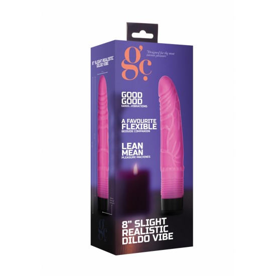 Vibrador Realista Multivelocidades Slight GC 16.5cm Rosa Vibrador multispeed de 16.5cm, com aparência realista (cabeça pormenorizada e veias) e corpo flexível, para que se adapte de forma perfeita a todas as suas curvas e possa desfrutar do máximo de prazer.Um brinquedo erótic