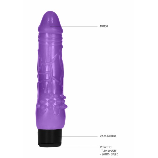 Um brinquedo erótico que não vai desapontar!!Vibrador multispeed, de 17.5cm, com aparência realista (cabeça pormenorizada e veias) e saliências no final do corpo para uma estimulação mais pormenorizada do clitóris.