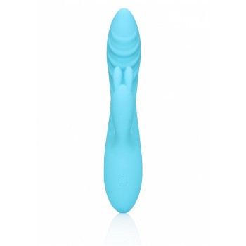  Ribbed Ultra Soft Silicone Rabbit Vibrator - Glacial Blue
