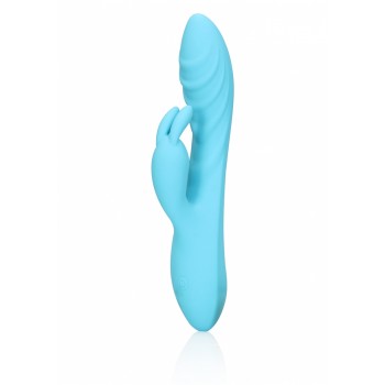  Ribbed Ultra Soft Silicone Rabbit Vibrator - Glacial Blue
