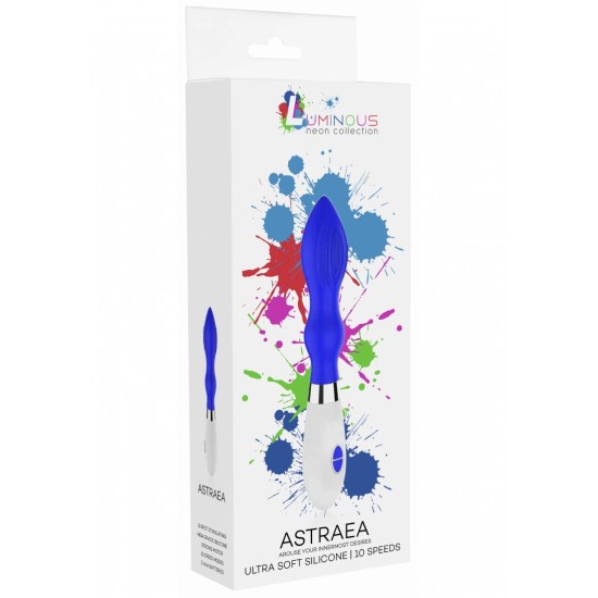 Astraea - Ultra Soft Silicone - 10 Velocidades - Royal Blue Astraea apresenta ondulações de massagem e um topo mais grosso para avançar seu prazer a toda velocidade. Oferecendo 10 velocidades diferentes (a 5200rpm!), este vibrador irá ajudá-lo a alcançar um prazer inacreditável.