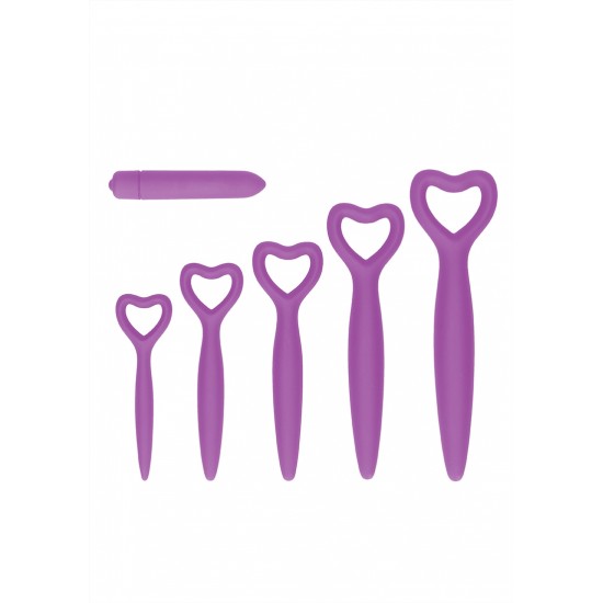 O uso de um dilatador vaginal é um tratamento recomendado para facilitar a penetração. Este conjunto contém 5 dilatadores de tamanhos diferentes, feitos de silicone macio e sedoso para uma inserção suave e fácil. Comece