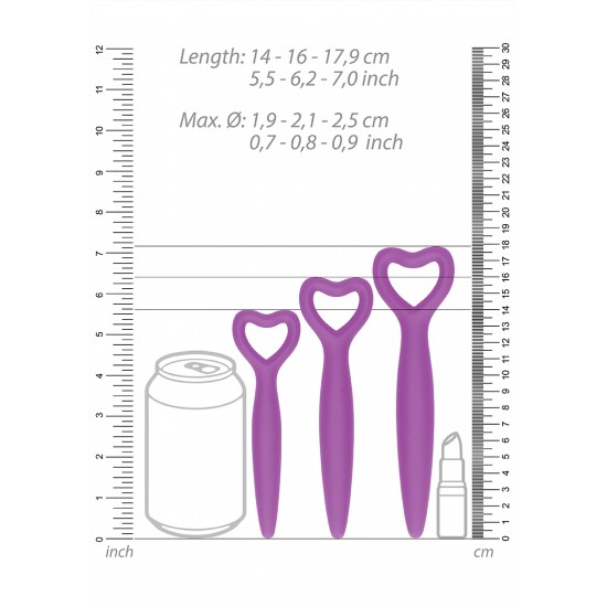O uso de um dilatador vaginal é um tratamento recomendado para facilitar a penetração. Este conjunto contém 5 dilatadores de tamanhos diferentes, feitos de silicone macio e sedoso para uma inserção suave e fácil. Comece