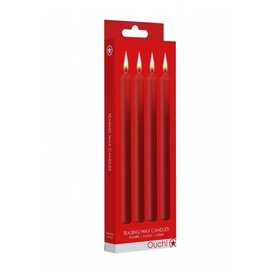 Teasing Wax Candles Large - Parafin - 4-pack - Red