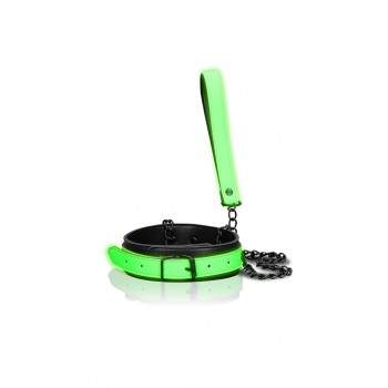 Collar and Leash - Glow in the Dark - Neon Green/Black