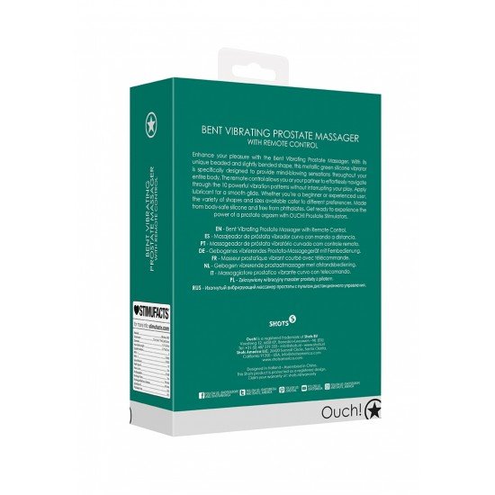 Estimulador de próstata vibratório curvado com controle remoto Verde Aumente o seu prazer com o Massageador de Próstata Vibratório Curvado. Com a sua forma única e levemente curvada, este vibrador de silicone preto foi especialmente projetado para proporcionar sensações incríveis em todo