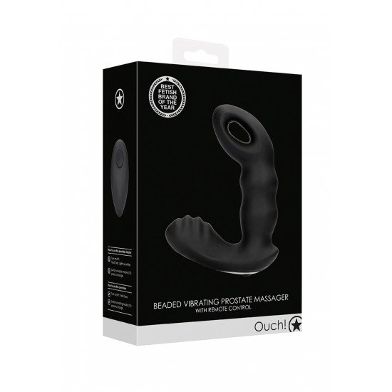 Massajador próstata vibratorio com controlo remoto - Preto Alcance novos patamares com o massajador vibratório de próstata com nervuras. Com a sua forma estriada, este vibrador silicone preto foi concebido para levar a sua experiência sensorial a novas alturas. O controlo remoto