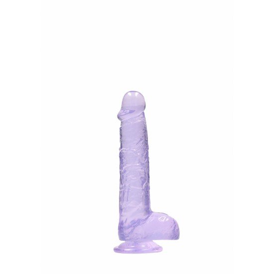 Dildo realistico com testiculos 15cm Lilas - RealRock Este modelo REALROCK CRYSTAL CLEAR foi projetado com bolas realistas para uma experiência realística aprimorada. Todos vêm com uma ventosa resistente para que você possa colá-los em praticamente qualquer superfície