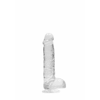 Dildo realistico com testiculos 15cm Transparente - RealRock