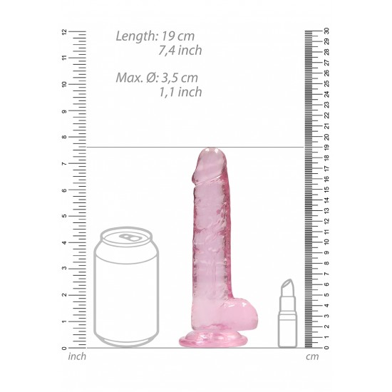 Dildo realistico com testiculos 18cm Rosa - RealRock Dildo realistico com testiculos 18cm Rosa - RealRock