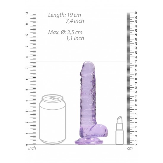 Dildo realistico com testiculos 18cm Lilas - RealRock Dildo realistico com testiculos 18cm Lilas - RealRock