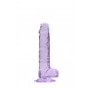 Dildo realistico com testiculos 18cm Lilas - RealRock