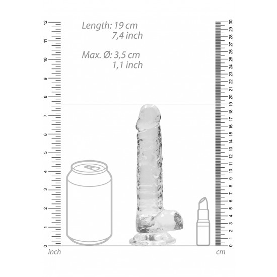 DILDO REALISTICO COM TESTICULOS 18CM TRASPARENTE - REALROCK Este modelo REALROCK CRYSTAL CLEAR foi projetado com bolas realistas para uma experiência realística aprimorada. Todos vêm com uma ventosa resistente para que você possa colá-los em praticamente qualquer superfície lisa.