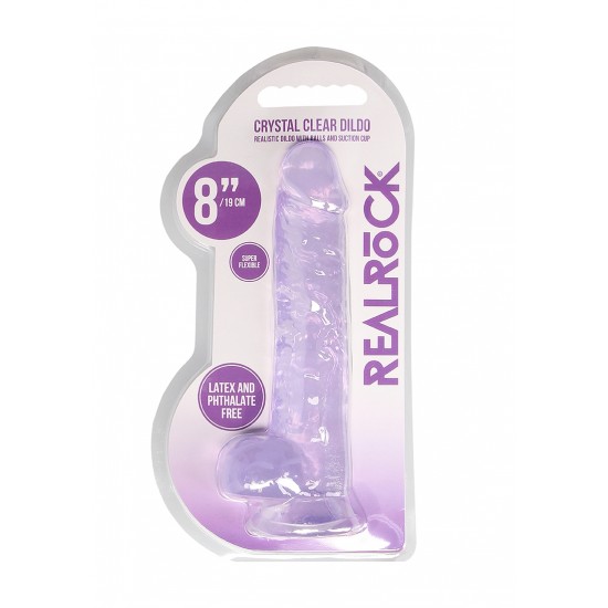 Dildo realistico com testiculos 20cm Lilas - RealRock