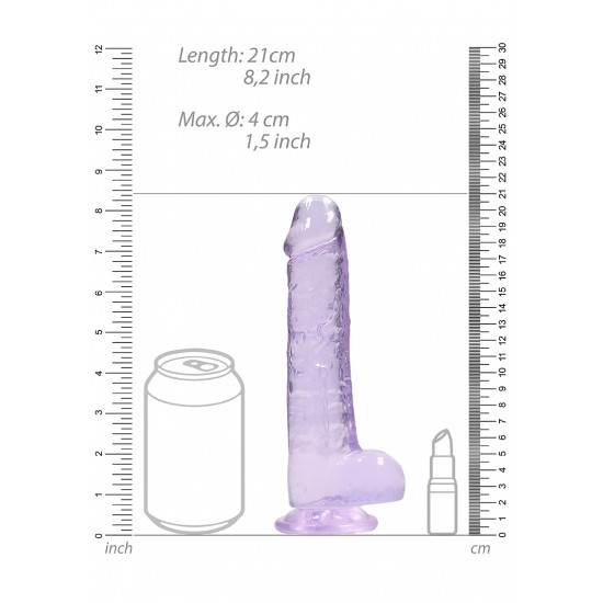 Dildo realistico com testiculos 20cm Lilas - RealRock