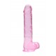 Dildo realistico com testiculos 23cm Rosa - RealRock Este modelo REALROCK CRYSTAL CLEAR foi projetado com bolas realistas para uma experiência realística aprimorada. Todos vêm com uma ventosa resistente para que você possa colá-los em praticamente qualquer superfície lisa.