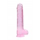 Dildo realistico com testiculos 23cm Rosa - RealRock Este modelo REALROCK CRYSTAL CLEAR foi projetado com bolas realistas para uma experiência realística aprimorada. Todos vêm com uma ventosa resistente para que você possa colá-los em praticamente qualquer superfície lisa.