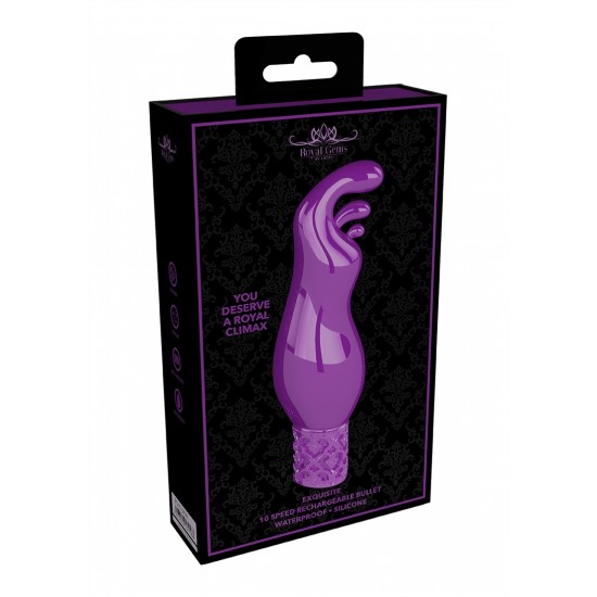 Vibrador Exquisite - Recarregavel Silicone - Purple Não precisa de ser da realeza para desfrutar desta linha elegante. Escondida por baixo do seu exterior de silicone de qualidade médica, sedosa e suave, encontra-se uma qualidade inigualável. O EXQUISITE tem três protuber
