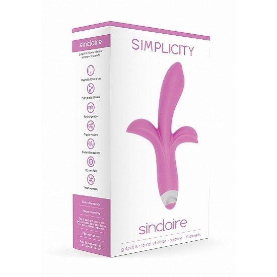 Vibrador c/ Estimulador Clitoris e Ponto-G Sinclaire Simplicity 21.5cm Rosa Vibrador c/ Estimulador Clitoris e Ponto-G Sinclaire Simplicity 21.5cm Rosa