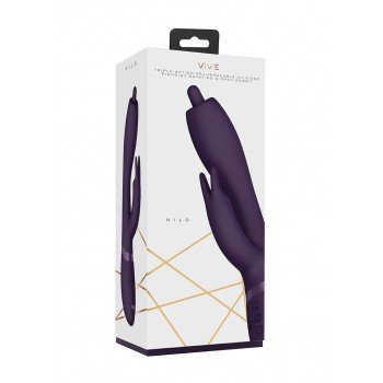 Vibrador Luxuoso Nilo Rabbit c/ Estimulador Clitóris Vive Roxo