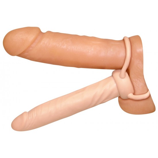 Anal Special nature Dildo flexível (, 2,5 cm de diâmetro 16 cm de comprimento) com anel para o pênis (Ø 3 cm) e anel para testículos (O 5 centímetros, elástica). Material: TPR, livre ftalatos.