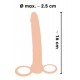 Anal Special nature Dildo flexível (, 2,5 cm de diâmetro 16 cm de comprimento) com anel para o pênis (Ø 3 cm) e anel para testículos (O 5 centímetros, elástica). Material: TPR, livre ftalatos.