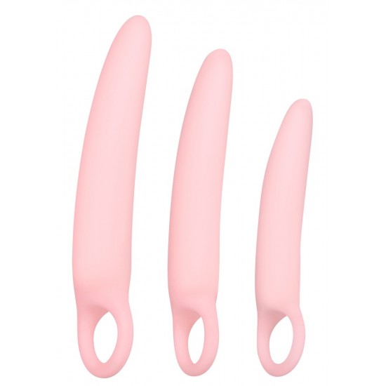 Conjunto de treinamento para o assoalho pélvico, alongamento anal e autotratamento suave para o vaginismo! Conjunto de 3 dildos Vaginal Trainers da Sweet Smile em diferentes tamanhos e pesos: 1 x PEQUENO comprimento co