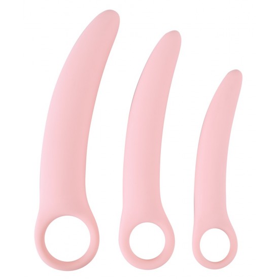 Conjunto de treinamento para o assoalho pélvico, alongamento anal e autotratamento suave para o vaginismo! Conjunto de 3 dildos Vaginal Trainers da Sweet Smile em diferentes tamanhos e pesos: 1 x PEQUENO comprimento co