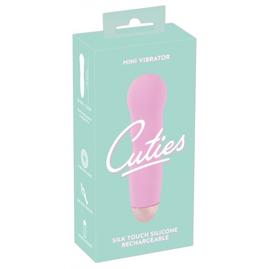 Mini vibrador rosa claro com duas reentrâncias côncavas na haste. Tem 7 modos de vibração diferentes e pode ser recarregado com o cabo USB incluído. Fácil de usar e com um design elegante. À prova dágua. Comprimento t