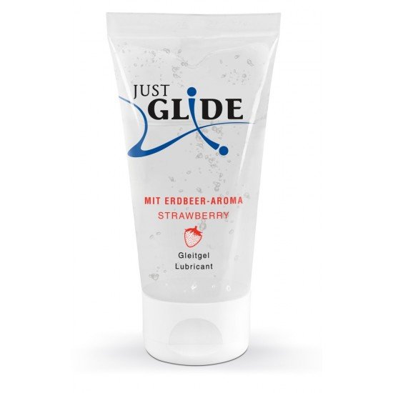 Lubrificante base agua Morango Just Glide 50 ml Lubrificante à base de águaCom sabor morangoPara mais diversão durante o sexo – mesmo com brinquedosSeguro para uso com preservativos de látex Para mais diversão durante o sexo!Lubrificante à base de água Morango da Just
