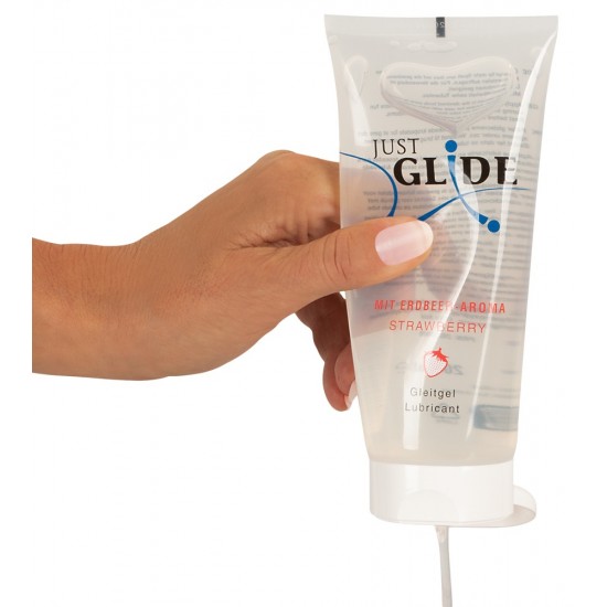 Lubrificante base agua Just Glide Morango 200 ml Lubrificante à base de águaCom sabor morangoPara mais diversão durante o sexo – mesmo com brinquedosSeguro para uso com preservativos de látex Para mais diversão durante o sexo!Lubrificante à base de água Morango da Just