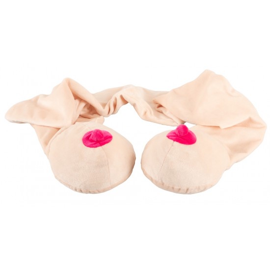 Cascol cor nude com seiosUm seio de pelúcia com um mamilo rosa em cada extremidade.Maravilhosamente macio e fofoUm item que chama a atenção em festas e despedidas de solteiro(a). Um verdadeiro chamariz!Este lenço cor da