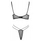 Conjunto sedutor perfeitamente coordenado! Sutiã e riostring da Cottelli LINGERIE confeccionados em powernet elástico com preciosos bordados nas copas e na frente do cordão, além de detalhes em argolas douradas. Sutiã