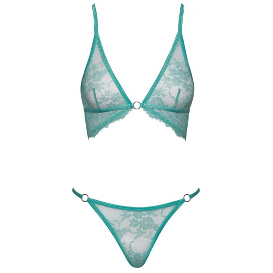 Conjunto de sutiã e calcinha sem aroRenda delicada floral e de cíliosCor fresca e pastel: mentaAlças cruzadas ajustáveis ​​nas costasMacio e elástico para um ajuste muito confortável Renda doce em uma cor vibrante!O conj