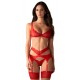 Obsessive Conjunto Cupido S/M Sutiã, cinto suspensor e cordão em um conjuntoSensual cor vermelha transparenteLook delicado de rendaDetalhes decorativos em douradoSutiã ajustável e alças suspensasMacio e elástico para um ajuste muito confortável Verme