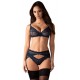 Conjunto de sutiã com aro, cinto suspensor e cordãoEm uma elegante cor azul sobre azulAparência delicada de renda transparenteSutiã ajustável e alças suspensasMacio e elástico para um ajuste muito confortável Elegância s