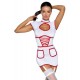 Fantasia de enfermeira sexy Fantasia de enfermeira sexy para jogos de médico!Vestido curto semitransparente, branco, suspensório, em um look de enfermeira por Cottelli COSTUMES com detalhes contrastantes em vermelho. Elástico em todo o corpo em um