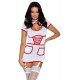 Fantasia de enfermeira sexy Fantasia de enfermeira sexy para jogos de médico!Vestido curto semitransparente, branco, suspensório, em um look de enfermeira por Cottelli COSTUMES com detalhes contrastantes em vermelho. Elástico em todo o corpo em um