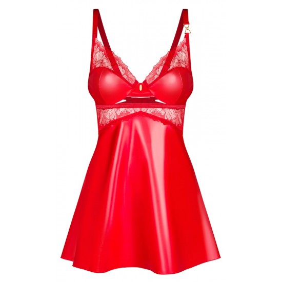 Camisa e barbante em um conjuntoNuma sensual cor vermelhaDetalhes decorativos em douradoCopas com armação para uma área de decote sexyAlças ajustáveisMacio e elástico para um ajuste muito confortável Material vermelho br