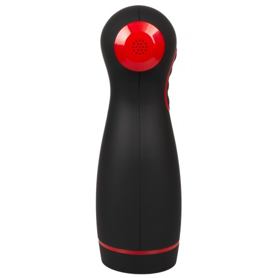 Masturador de motor duplo com tampa protetora10 modos de vibração e 3 modos de sucção para sensações de boqueteFunção de pressão de punheta em 7 modosCom um alto-falante para sons de gemidosIncluindo fones de ouvidoContr
