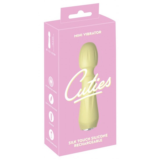 Mini varinha de massagem da 4ª geração de CutiesVibrações fortes e profundas em 10 modosBotão de pedra preciosa cintilante em forma de coraçãoCabeça de massagem móvelDesign purista com nervurasSilicone com textura Soft T