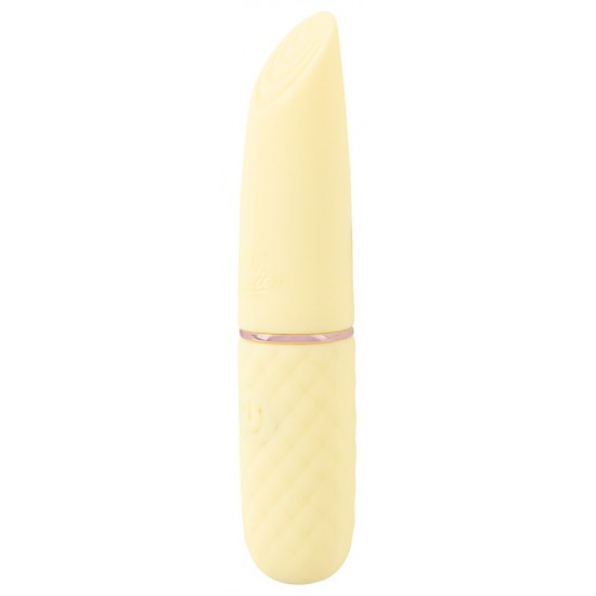 Cuties Mini Vibe Yellow 5. Gen Mini vibrador da 5ª Geração CutiesPonta vibratória achatada com textura estimulanteVibrações intensas que vão fundoFácil de usarDesign elegante em cor pastelA textura de diamante facilita a fixaçãoSilicone aveludado com