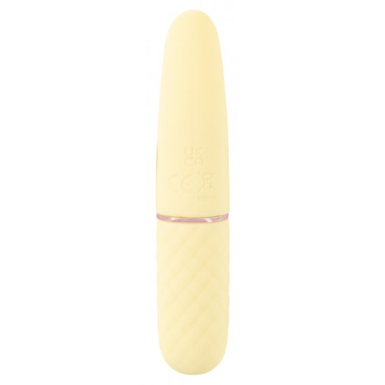 Cuties Mini Vibe Yellow 5. Gen Mini vibrador da 5ª Geração CutiesPonta vibratória achatada com textura estimulanteVibrações intensas que vão fundoFácil de usarDesign elegante em cor pastelA textura de diamante facilita a fixaçãoSilicone aveludado com