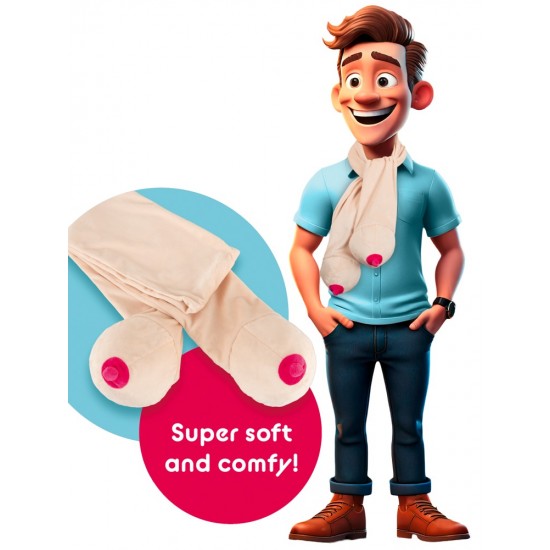 Cascol cor nude com seiosUm seio de pelúcia com um mamilo rosa em cada extremidade.Maravilhosamente macio e fofoUm item que chama a atenção em festas e despedidas de solteiro(a). Um verdadeiro chamariz!Este lenço cor da