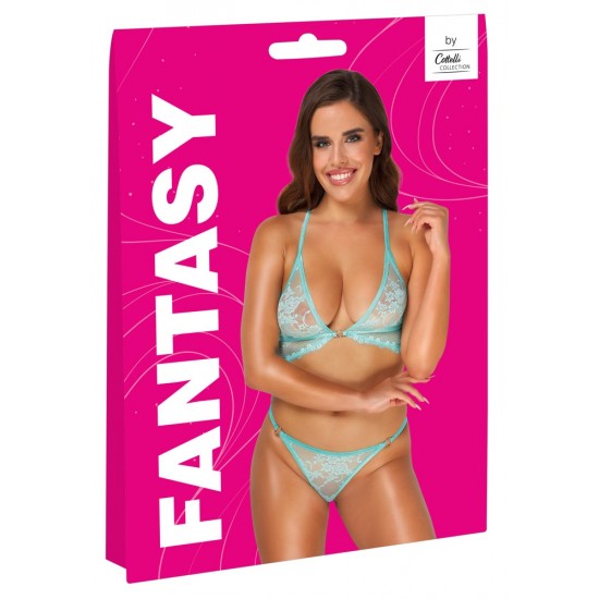 Conjunto de sutiã e calcinha sem aroRenda delicada floral e de cíliosCor fresca e pastel: mentaAlças cruzadas ajustáveis ​​nas costasMacio e elástico para um ajuste muito confortável Renda doce em uma cor vibrante!O conj