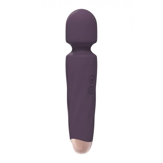 Estimulador Wand Nomia Royal Fantasies Dream Toys Roxo O estimulador wand Nomia da coleção Royal Fantasies da Dream Toys é uma varinha roxa com um toque elegante de cor rosa-dourado na base, cabeça arredondada e pescoço ligeiramente flexível. O Nomia possui um potente