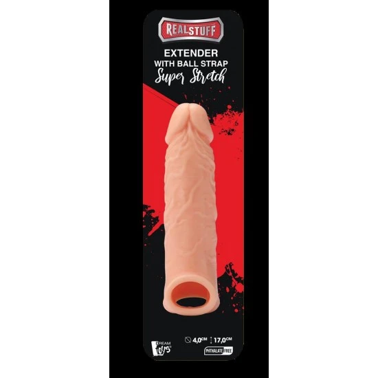 Extensao penis com argola para testiculos REALSTUFF 6.5 Esta manga extensível RealStuff é feita de silicone macio e elástico. A manga aumenta a circunferência do pênis e possui uma alça esférica. Dessa forma, ele ficará firme no lugar. Manga para o pénis com aspecto e toque